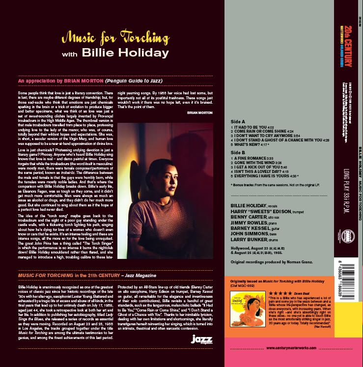 BILLIE HOLIDAY - MUSIC FOR TORCHING - Imagen 2
