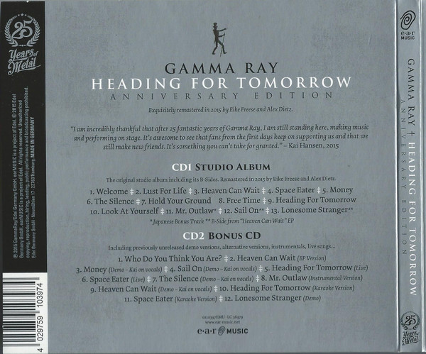 GAMMA RAY - HEADING FOR TOMORROW - ANNIVERSARY EDITION 25 TEARS - Imagen 2