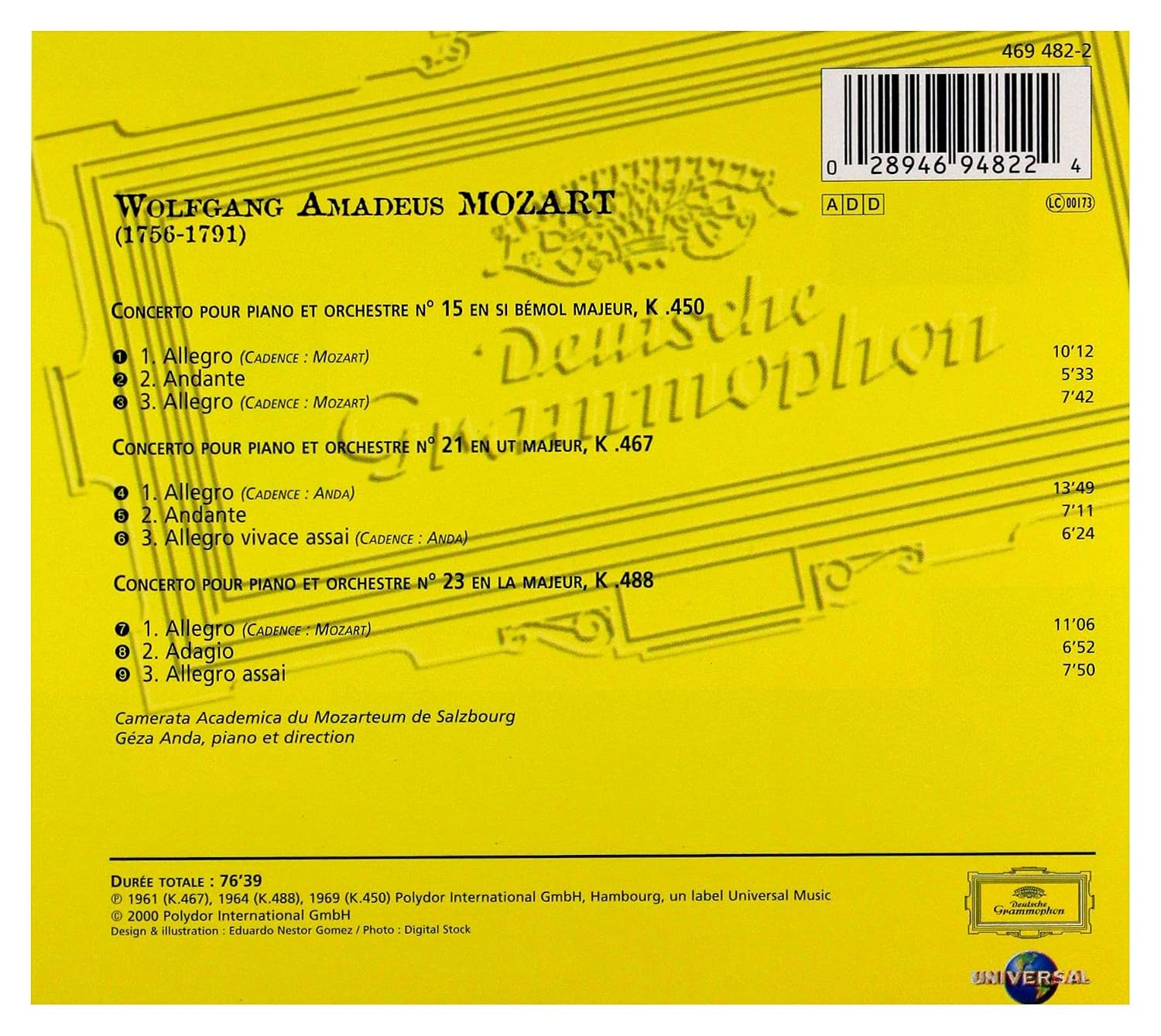 MOZART / CAMERATA ACADEMICA DU MOZARTEUM DE SALZBOURG / GEZA ANDA- CONCERTOS POUR PIANO ET ORCHESTRE N° 15-21 ET 23 - Imagen 2