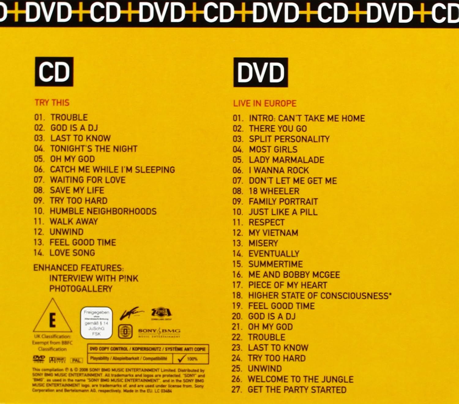 P!NK - TRY THIS / LIVE IN EUROPE - Imagen 2