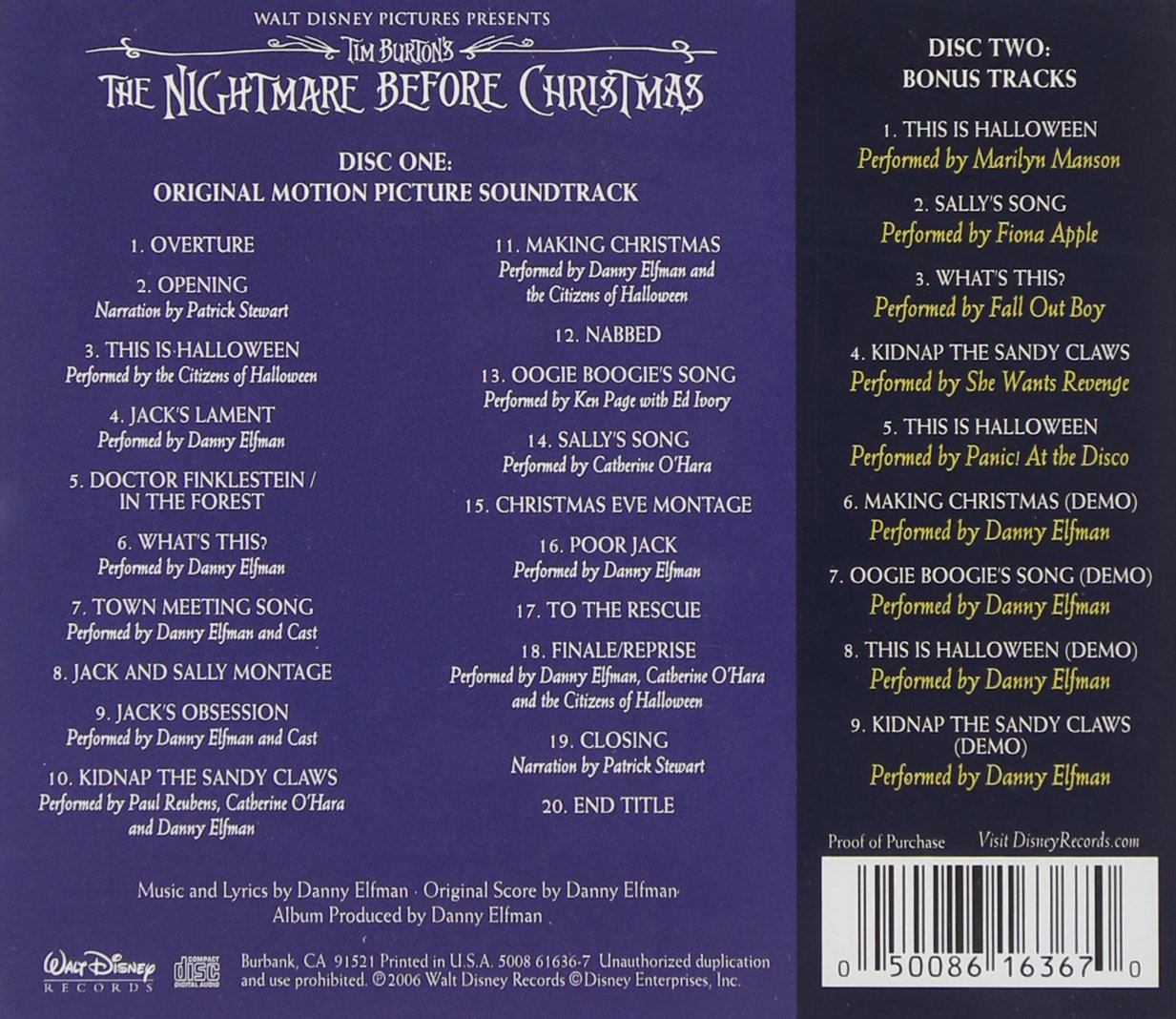 DANNY ELFMAN - THE NIGHTMARE BEFORE CHRISTMAS - SOUNDTRACK - Imagen 2