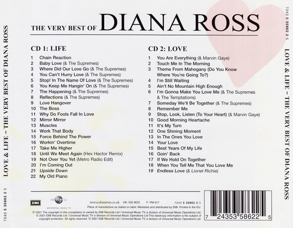 DIANA ROSS - LOVE AND LIFE VERY BEST OF DIANA ROSS - Imagen 2