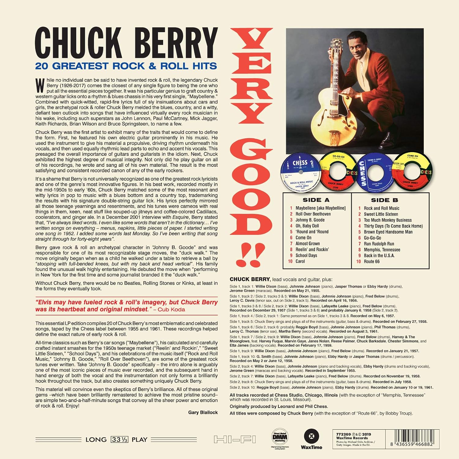 CHUCK BERRY - VERY GOOD - 20 GREAT ROCK & ROLL HITS - Imagen 2