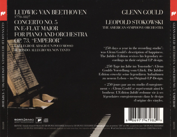 BEETHOVEN / THE AMERICAN SYMPHONY ORCHESTRA / GLEN GOULD / LEOPOLD STOKOWSKI - EMPEROR CONCERTO - Imagen 2