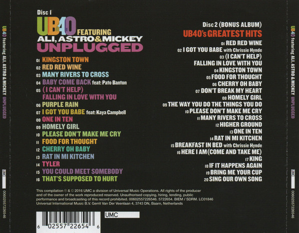UB40 - FEATURING ALI ASTRO & MICKEY - UNPLUGGED / UB40S GREATEST HITS - Imagen 4