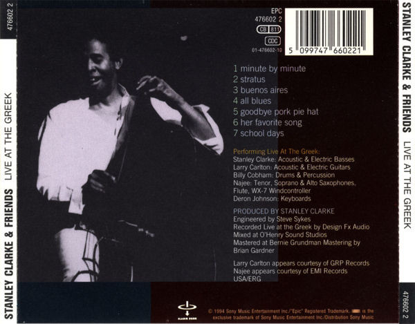 STANLEY CLARCKE / LARRY CARLTON / BILLY COBHAM / DERON JOHNSON & NAJEE - LIVE AT THE GREEK - Imagen 2