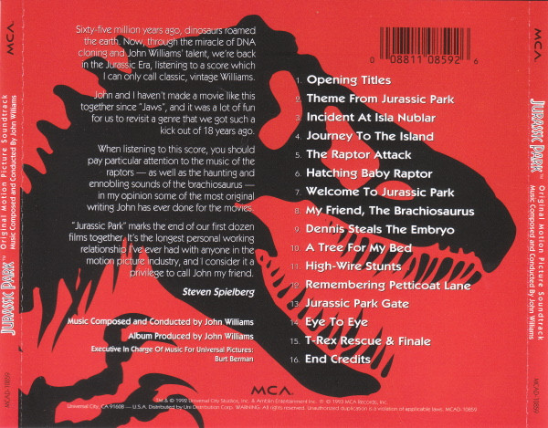 JOHN WILLIAMS - JURASSIC PARK - SOUNDTRACK - Imagen 3