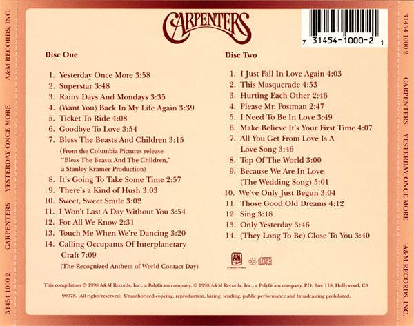 CARPENTERS - YESTERDAY ONCE MORE - Imagen 2
