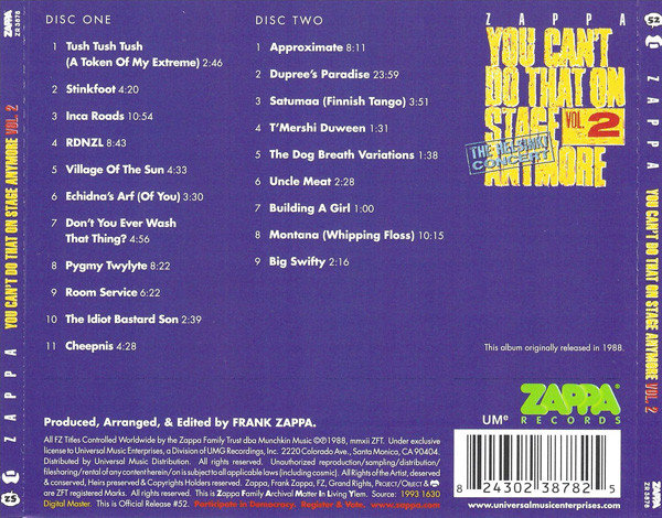 FRANK ZAPPA - YOU CANT DO THAT ON STAGE ANYMORE - VOL 2 - Imagen 3