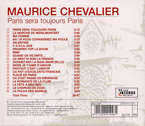 MAURICE CHEVALIER - PARIS SERA TOUJOURS PARIS - Imagen 2