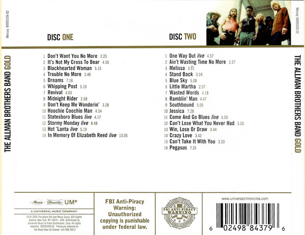 THE ALLMAN BROTHERS BAND - GOLD - Imagen 2