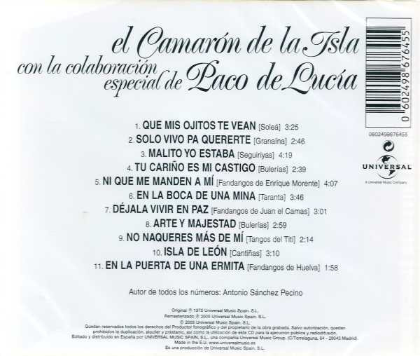 CAMARON DE LA ISLA & PACO DE LUCIA - ARTE Y MAJESTAD - Imagen 2