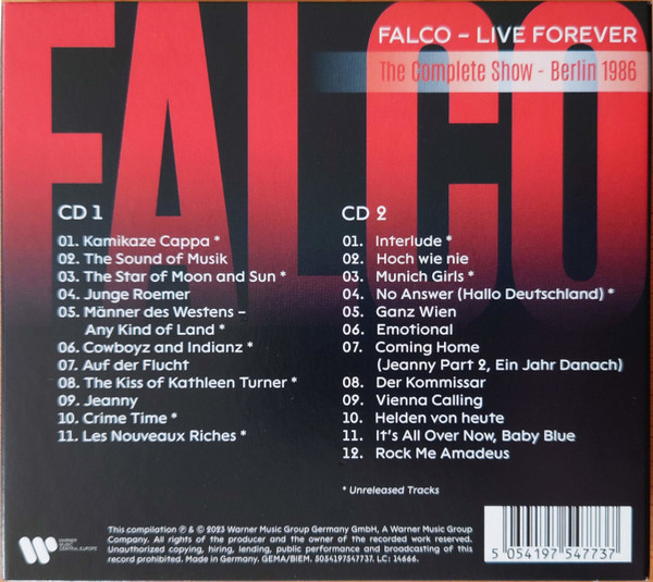 FALCO - LIVE FOREVER (THE COMPLETE SHOW, BERLIN 1986) - Imagen 2