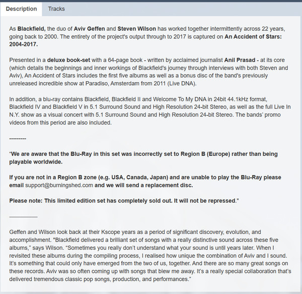 BLACKFIELD - AN ACCIDENT OF STARS 2004-2017 - Imagen 2