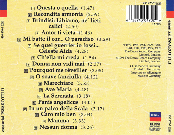 LUCIANO PAVAROTTI - ESSENTIAL PAVAROTTI II - Imagen 3