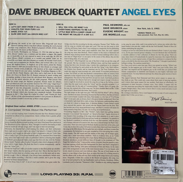 DAVE BRUBECK QUARTET - ANGEL EYES - Imagen 2