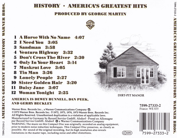 AMERICA - HISTORY - AMERICAS GREATEST HITS - Imagen 2