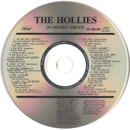 THE HOLLIES - 20 GOLDEN GREATS - Imagen 2