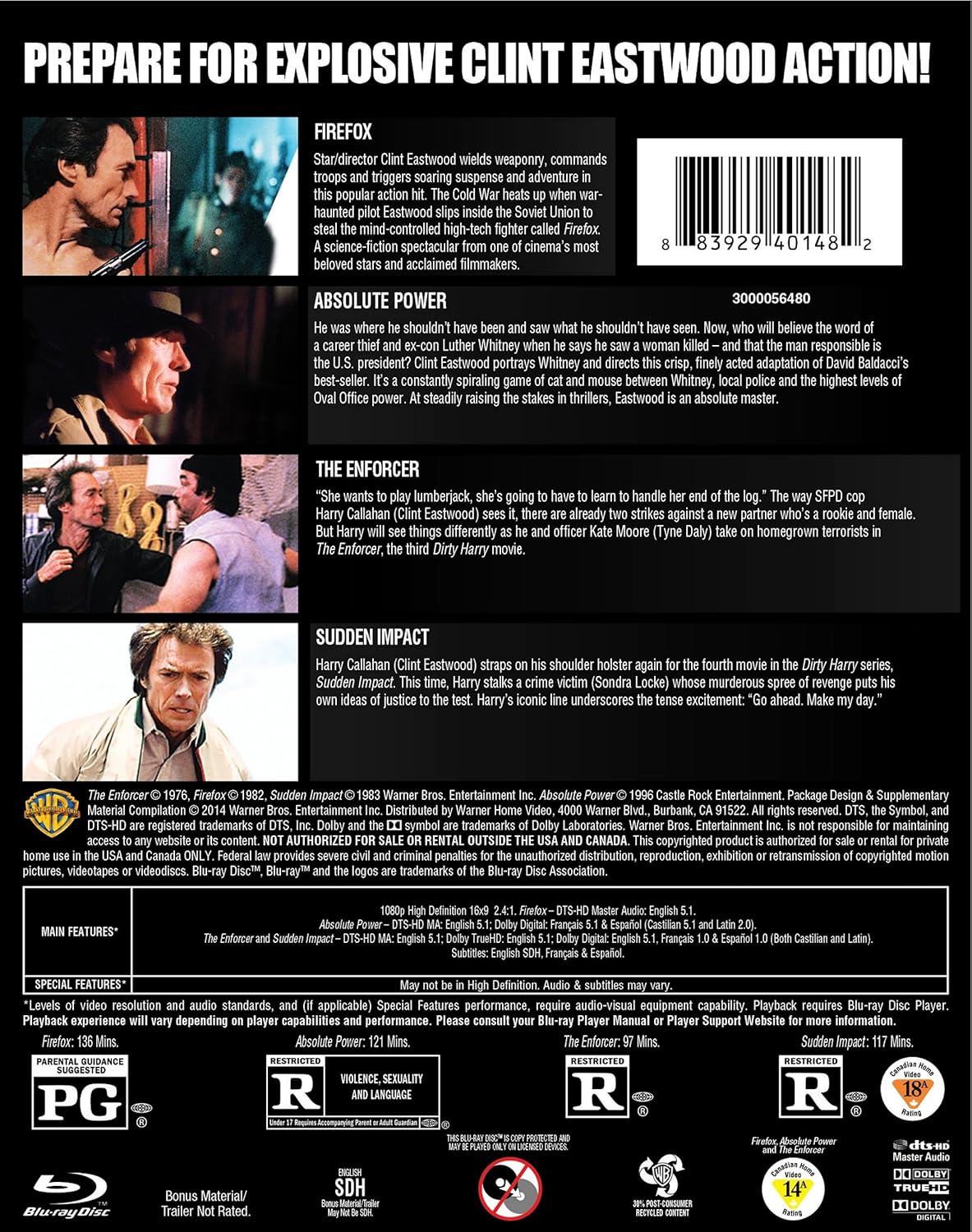 THE ENFORCER / FIREFOX / ABSOLUTE POWER / SUDDEN IMPACT - Imagen 2