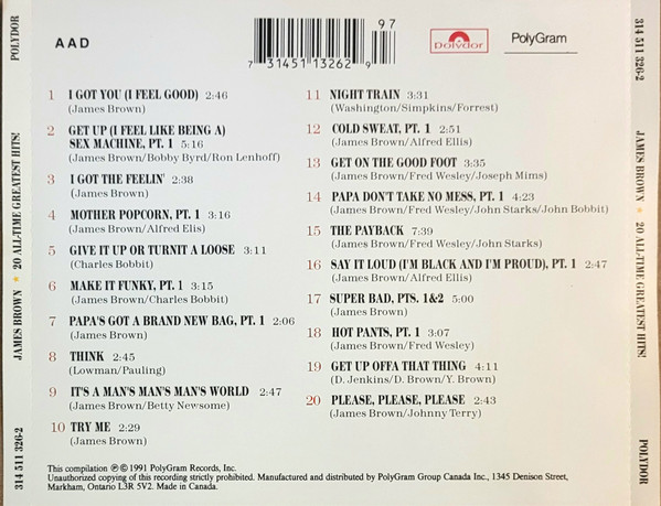 JAMES BROWN - 20 ALL TIME GREATEST HITS - Imagen 2