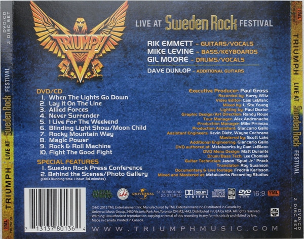 TRIUMPH - LIVE AT SWEDEN ROCK FESTIVAL - Imagen 2