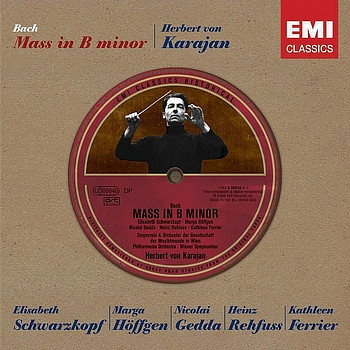 JS BACH / ELISABETH SCHWARZKOPF / MARGA HOFFGEN / NICOLAI GEDDA / HEINZ REHFUSS / KATHLEEN FERRIER / WIENER SINGVERIEN / THE PHILHARMONIA ORCHESTRA / HERBERT VON KARAJAN - MASS IN B MINOR