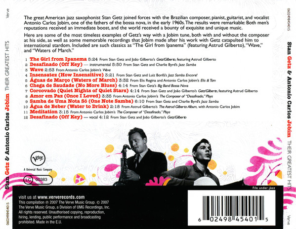 STAN GETZ & ANTONIO CARLOS JOBIM - THEIR GREATEST HITS - Imagen 2