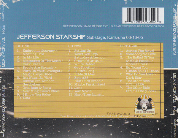 JEFFERSON STARSHIP - MICKS PICKS - VOLUME THREE - Imagen 2
