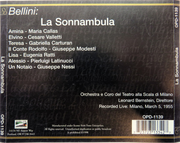BELLINI / MARIA CALLAS - CESARE VALLETI & LEONARD BERNSTEIN - LA SONNAMBULA - Imagen 3