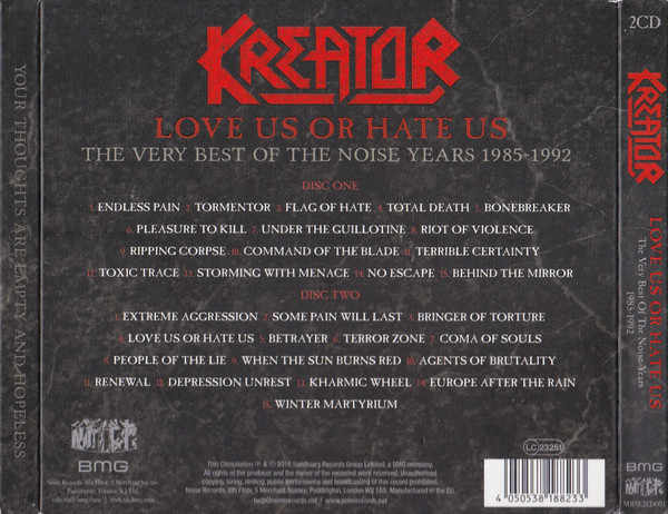 KREATOR - LOVE US OR HATE US - THE VERY BEST OF THE NOISE YEARS 1985-1992 - Imagen 2