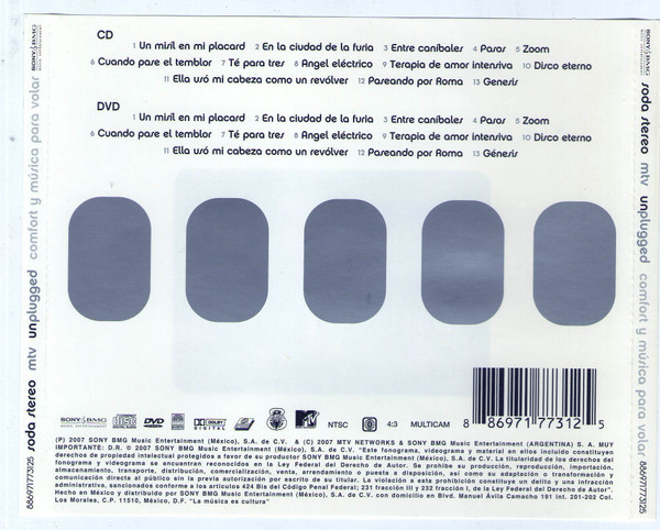 SODA STEREO - MTV UNPLUGGED - CONFORT Y MUSICA PARA VOLAR - Imagen 2