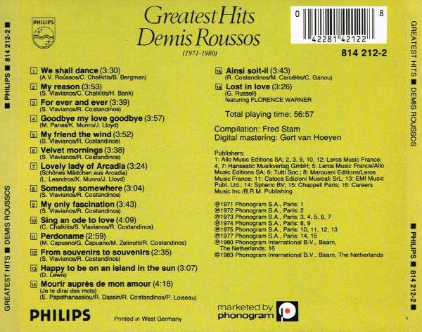 DEMIS ROUSSOS - GREATEST HITS - Imagen 2