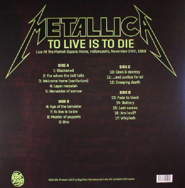 METALLICA - TO LIVE IS TO DIE - Imagen 2