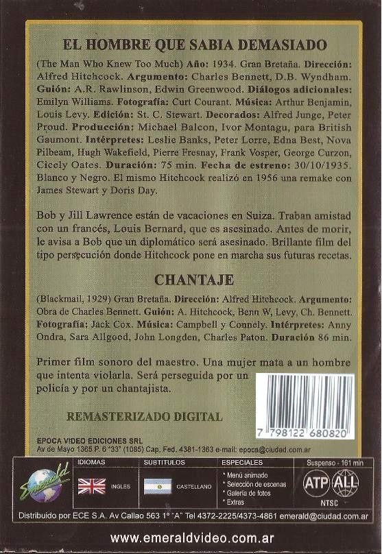 ALFRED HITCHCOCK - EL HOMBRE QUE SABIA DEMASIADO / CHANTAJE - Imagen 2