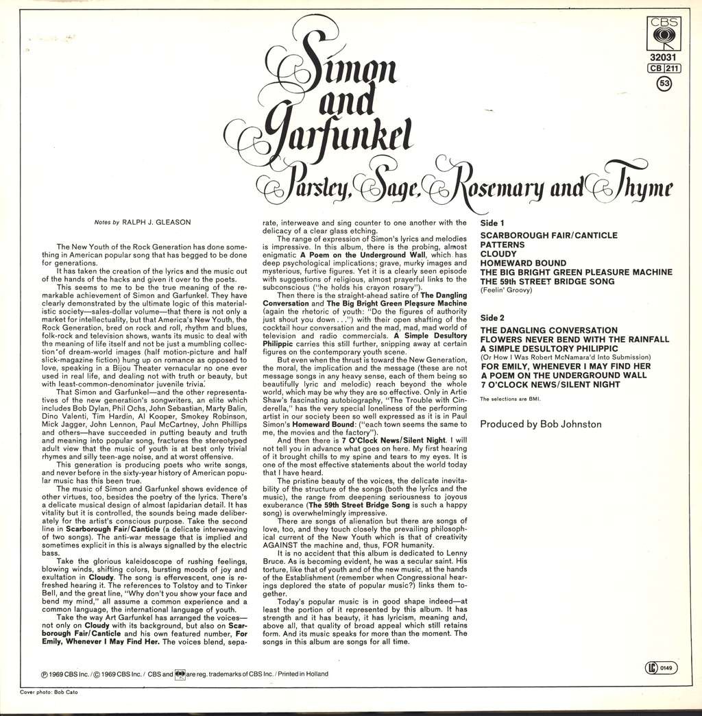 SIMON AND GARFUNKEL - PARSLEY SAGE ROSEMARY AND THYME - Imagen 2