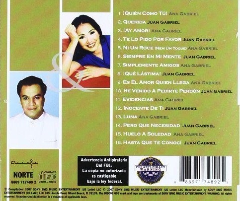 JUAN GABRIEL & ANA GABRIEL - LOS GABRIEL - SIMPLEMENTE AMIGOS - Imagen 2