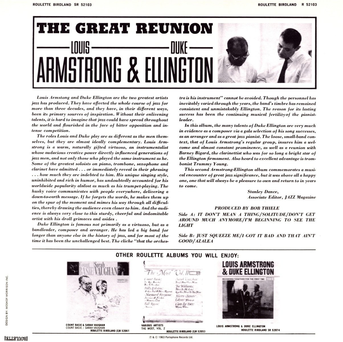 LOUIS ARMSTRONG / DUKE ELLINGTON - THE GREAT REUNION - Imagen 2