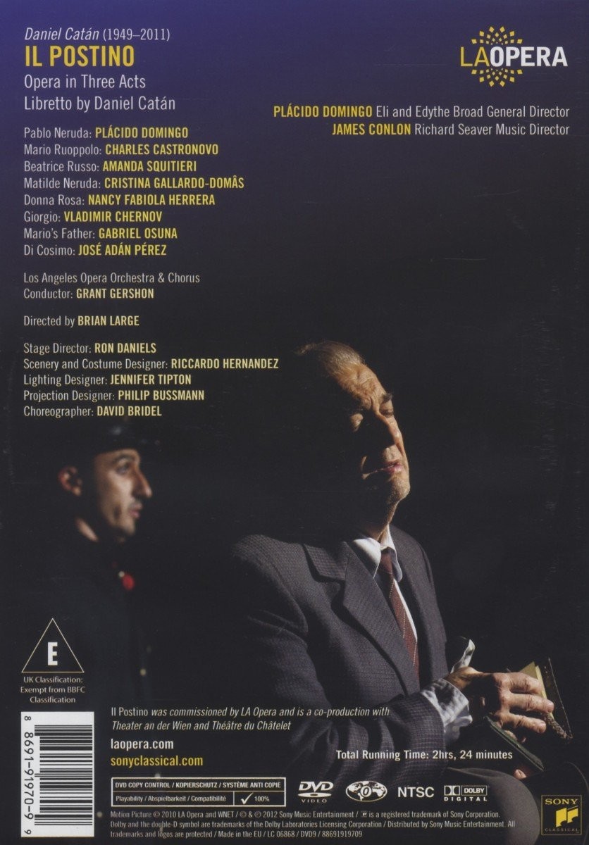 PLACIDO DOMINGO Y CHARLES CASTRONOVO - DANIEL CATAN - IL POSTINO - Imagen 2