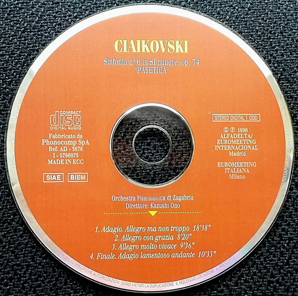 ORCHESTRA FILARMONICA DI ZAGABRIA - KAZUSHI ONO - TCHAIKOVSKY - SINFONIA Nº 6 IN SI MINORE OP 74 PATETICA - Imagen 2
