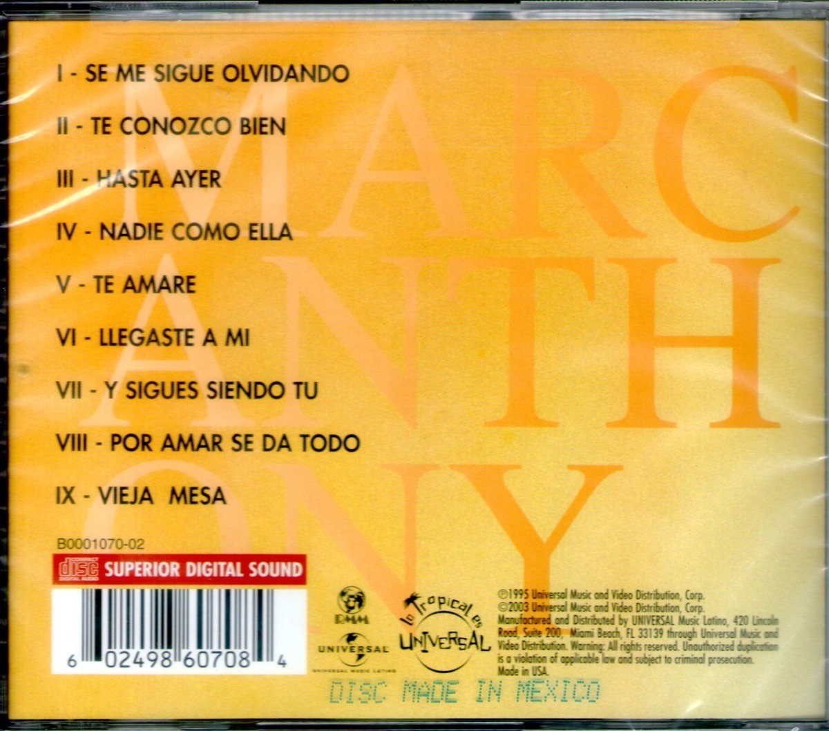 MARC ANTHONY - TODO A SU TIEMPO - Imagen 2