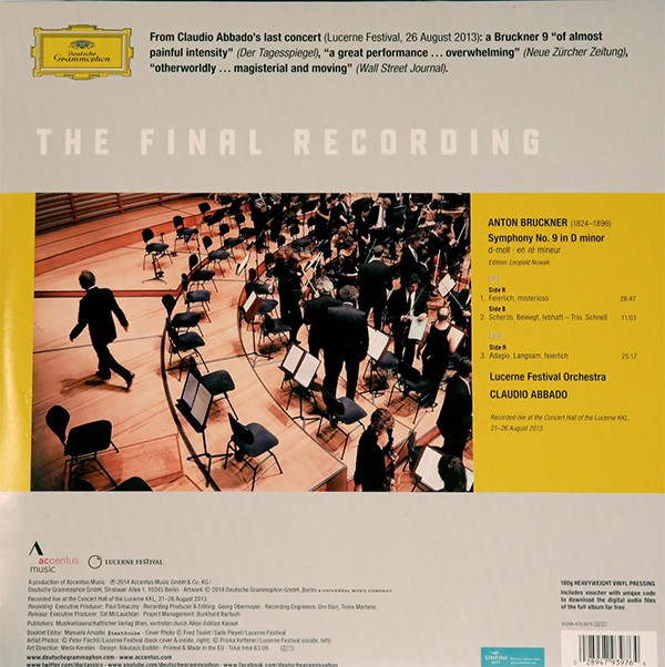 CLAUDIO ABBADO - BRUCKNER SYMPHONY N°9 - LUCERNE FESTIVAL ORCHESTRA - Imagen 2