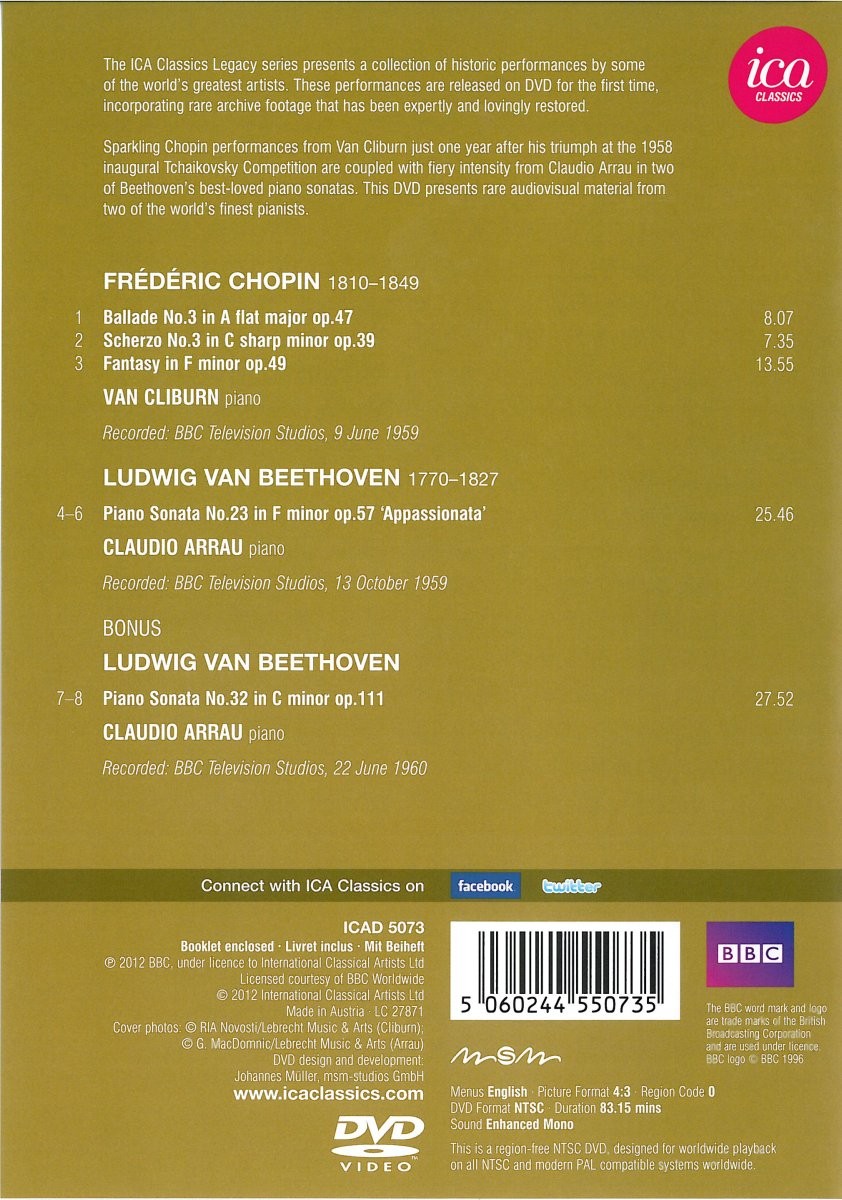 VAN CLIBURN / CLAUDIO ARRAU - CHOPIN / BEETHOVEN - Imagen 2