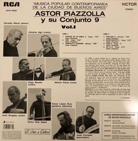 ASTOR PIAZZOLLA - MUSICA POPULAR CONTEMPORANEA DE LA CUIDAD DE BUENOS AIRES - VOL 1 - Imagen 2
