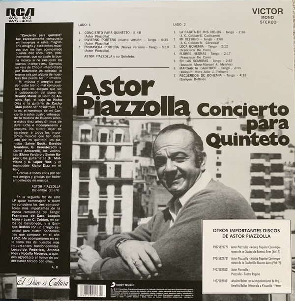 ASTOR PIAZZOLLA - CONCIERTO PARA QUINTETO - Imagen 2