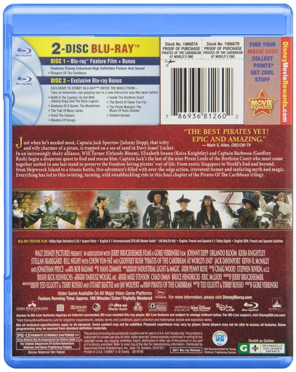 PIRATES OF THE CARIBBEAN – AT WORLDS END – America Dvd