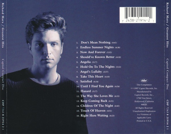 RICHARD MARX - GREATEST HITS - Imagen 3