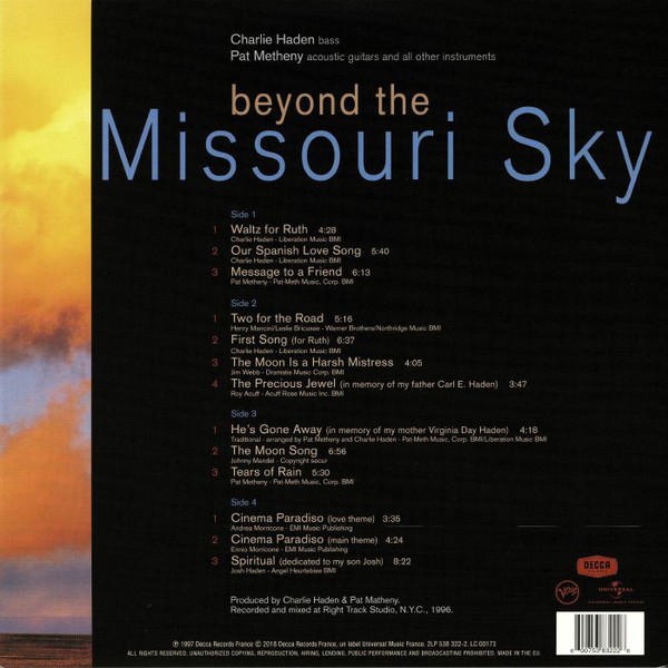 CHARLIE HADEN AND PAT METHENY - BEYOND THE MISSOURI SKY - Imagen 2