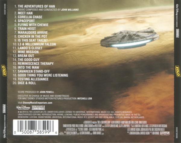 JOHN WILLIAMS & JOHN POWELL - SOLO - A STAR WARS STORY - SOUNTRACK - Imagen 2
