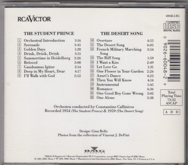 MARIO LANZA - SING SONGS FROM THE STUDENT PRINCE AND THE DESERT SONG - Imagen 2