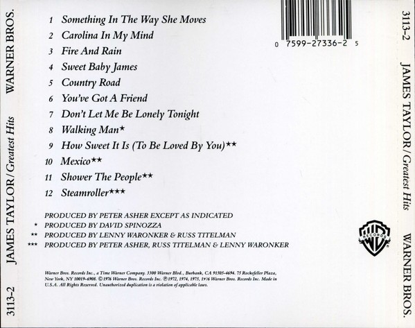 JAMES TAYLOR - GREATEST HITS - Imagen 2